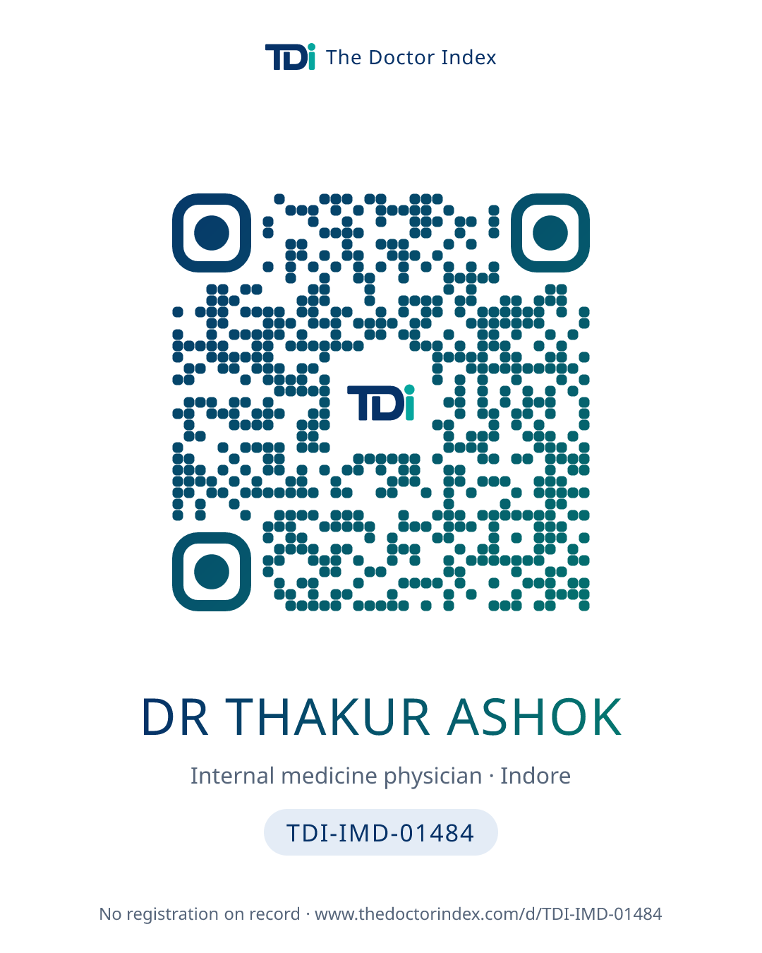 QR card for Dr Thakur Ashok, TDI-IMD-01484