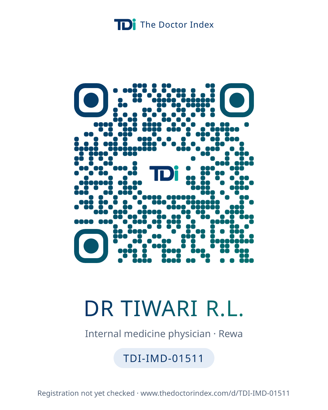 QR card for Dr Tiwari R.L., TDI-IMD-01511