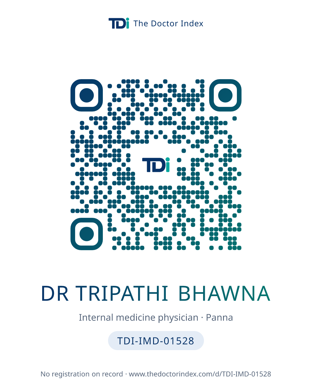 QR card for Dr Tripathi Bhawna, TDI-IMD-01528