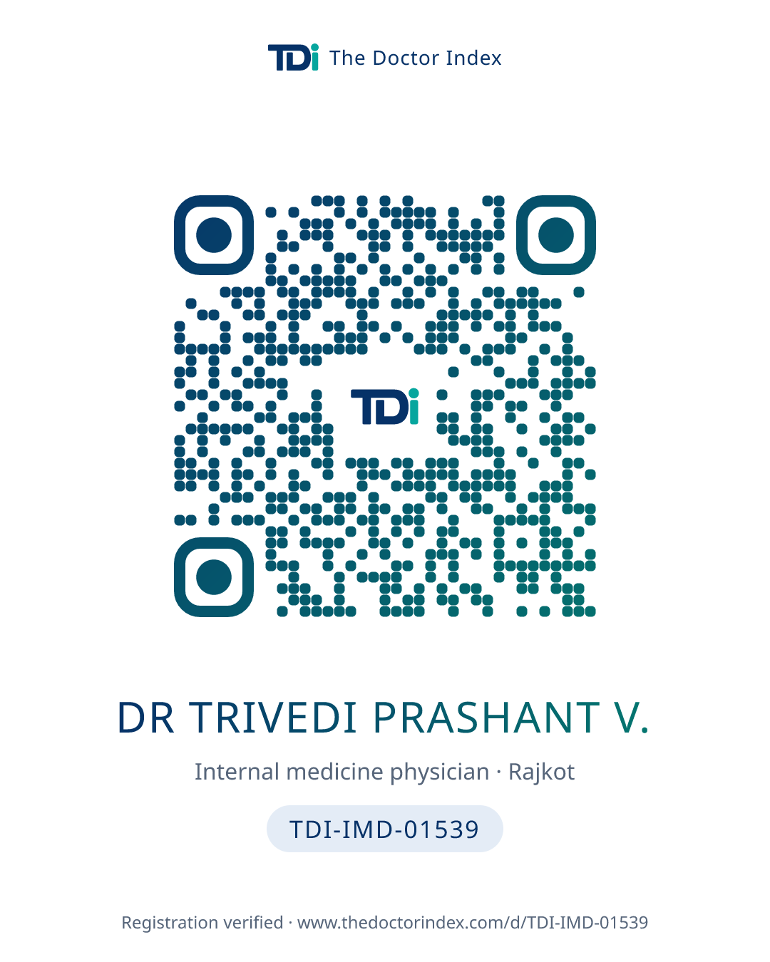 QR card for Dr Trivedi Prashant V., TDI-IMD-01539