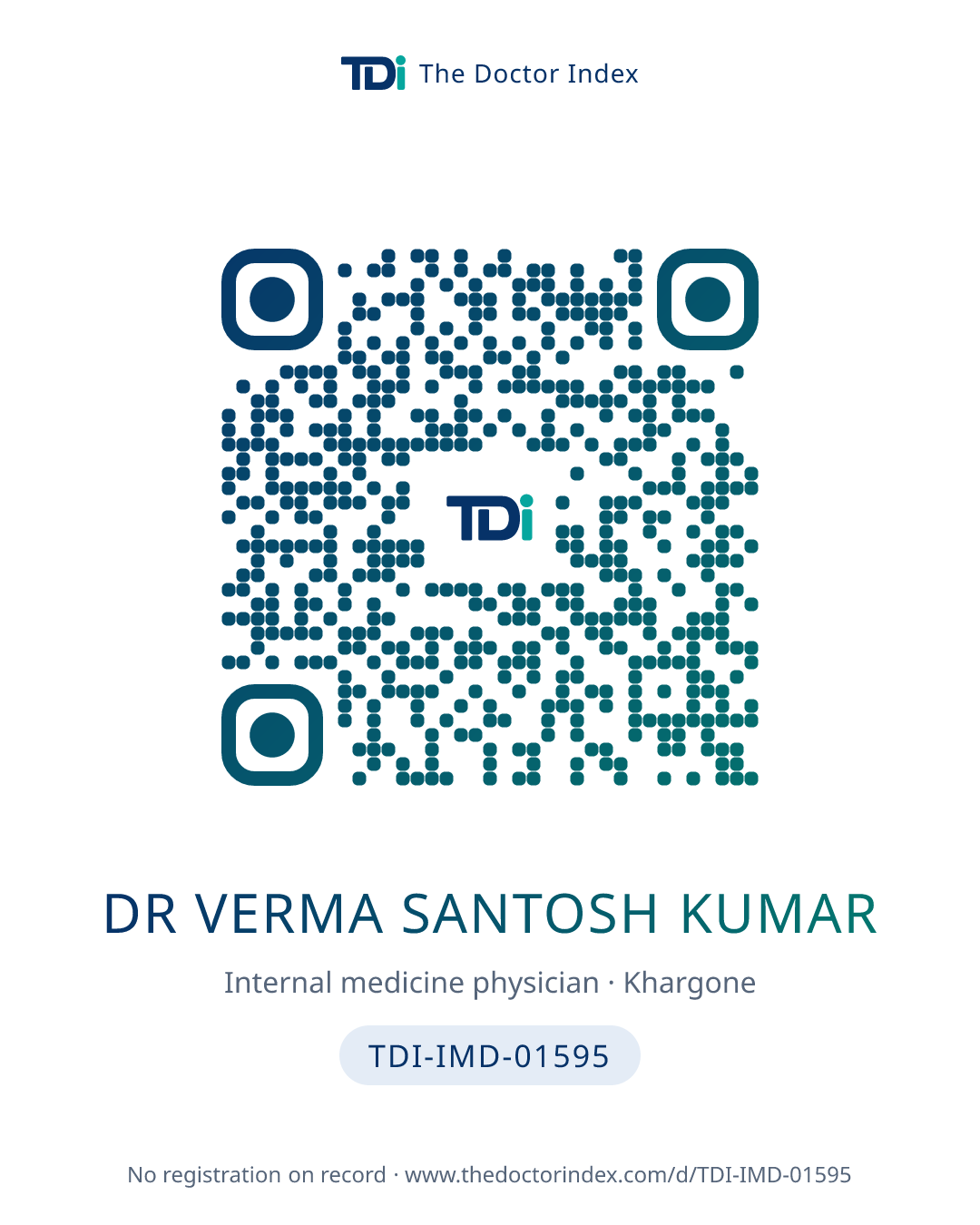 QR card for Dr Verma Santosh Kumar, TDI-IMD-01595