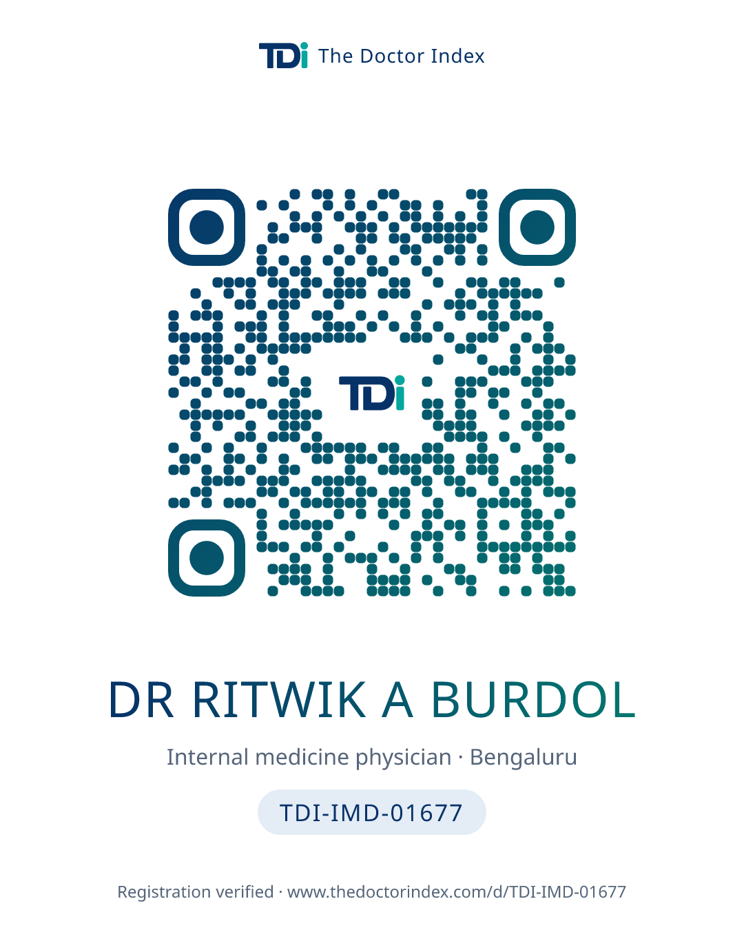 QR card for Dr Ritwik A Burdol, TDI-IMD-01677