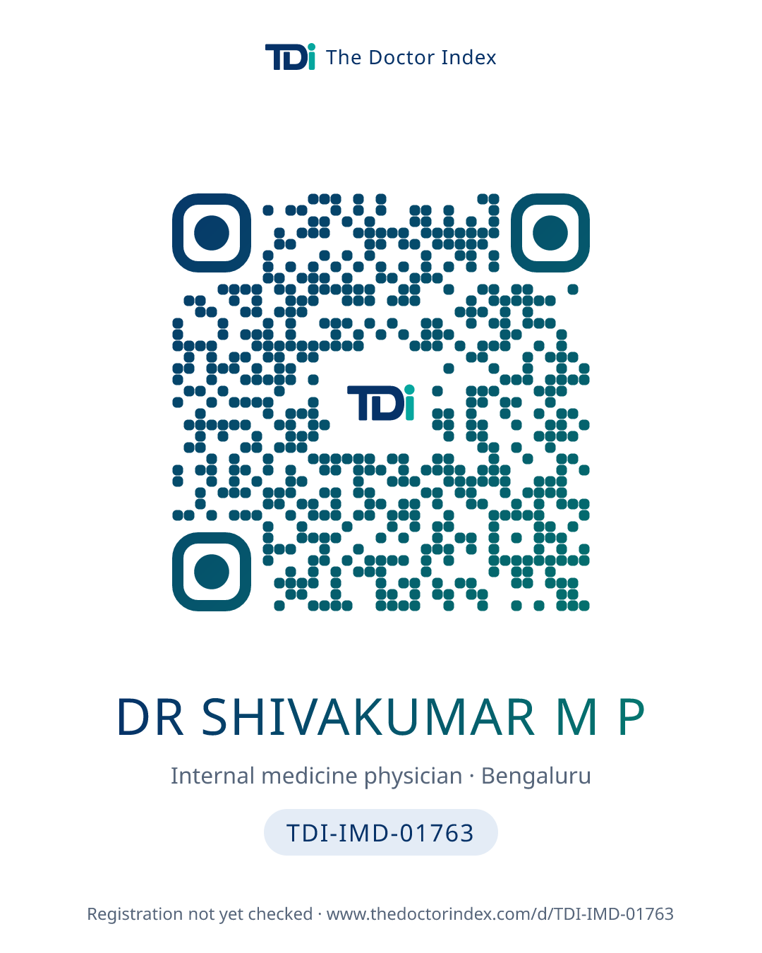 QR card for Dr Shivakumar M P, TDI-IMD-01763