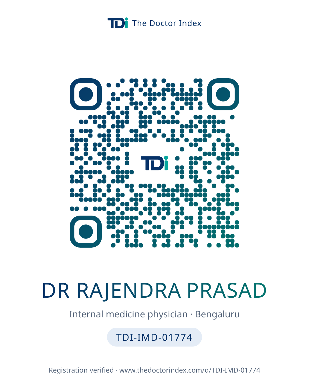 QR card for Dr Rajendra Prasad, TDI-IMD-01774