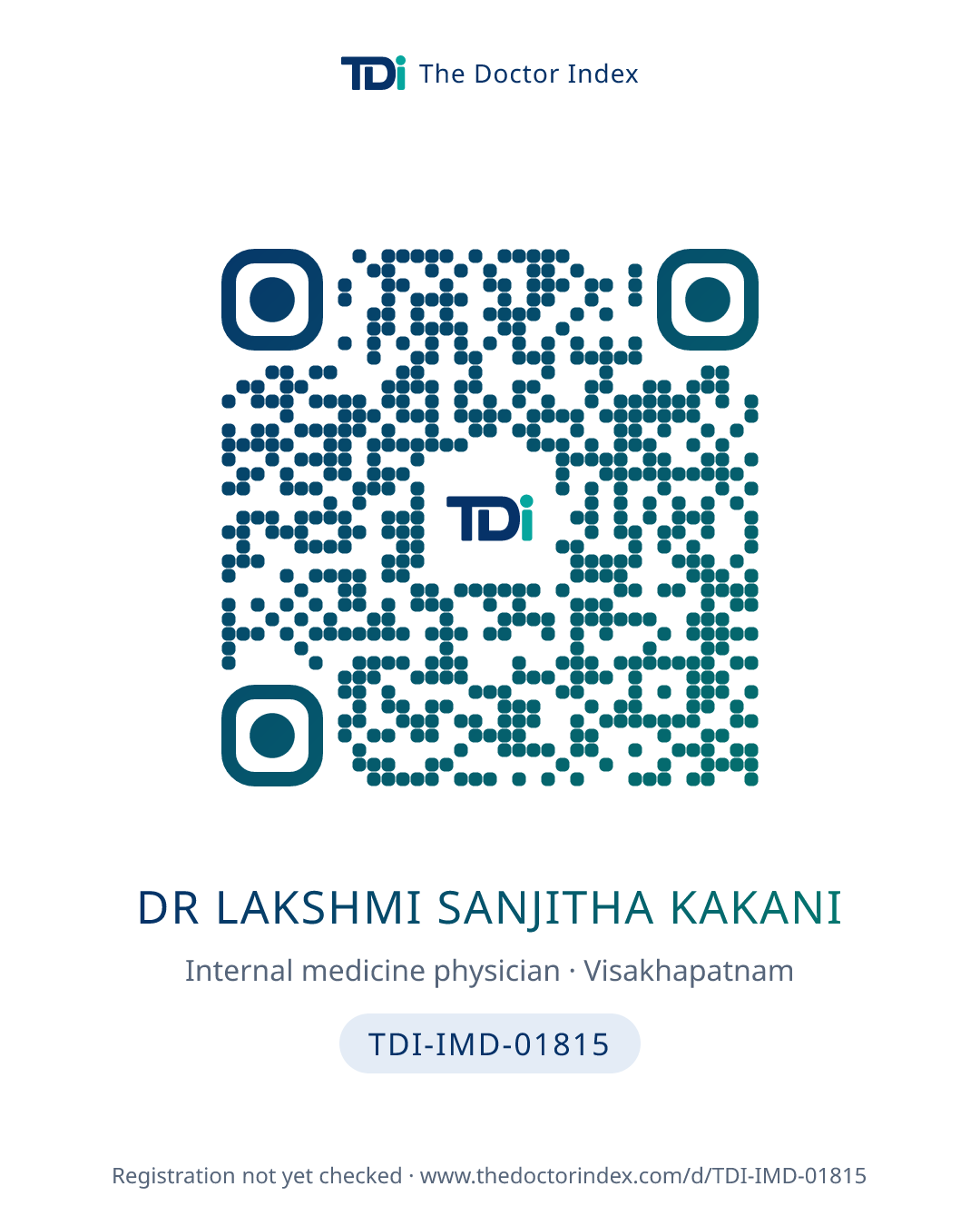 QR card for Dr Lakshmi Sanjitha Kakani, TDI-IMD-01815