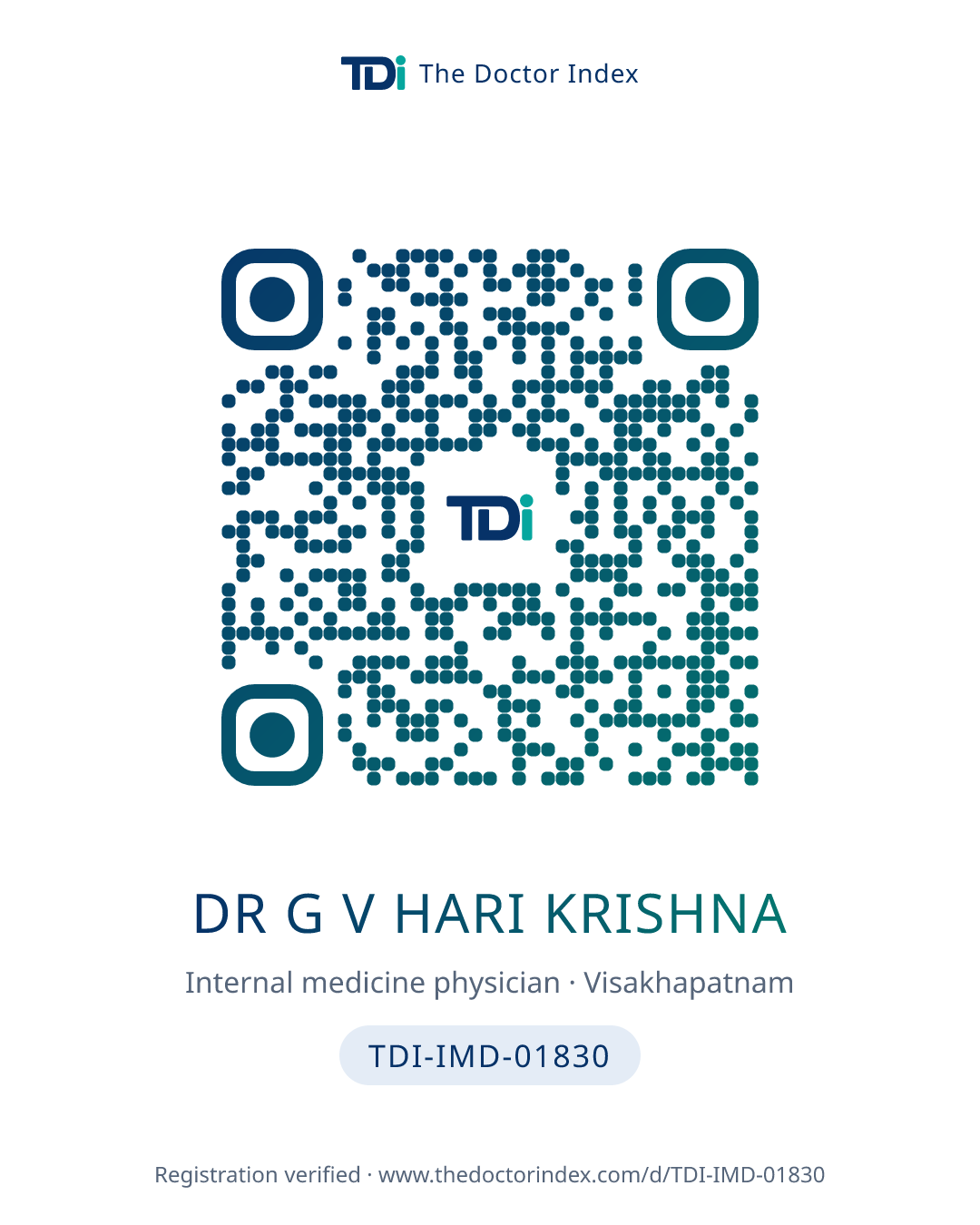 QR card for Dr G V Hari Krishna, TDI-IMD-01830