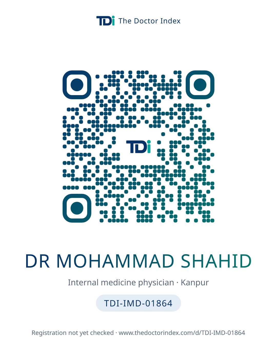 QR card for Dr Mohammad Shahid, TDI-IMD-01864