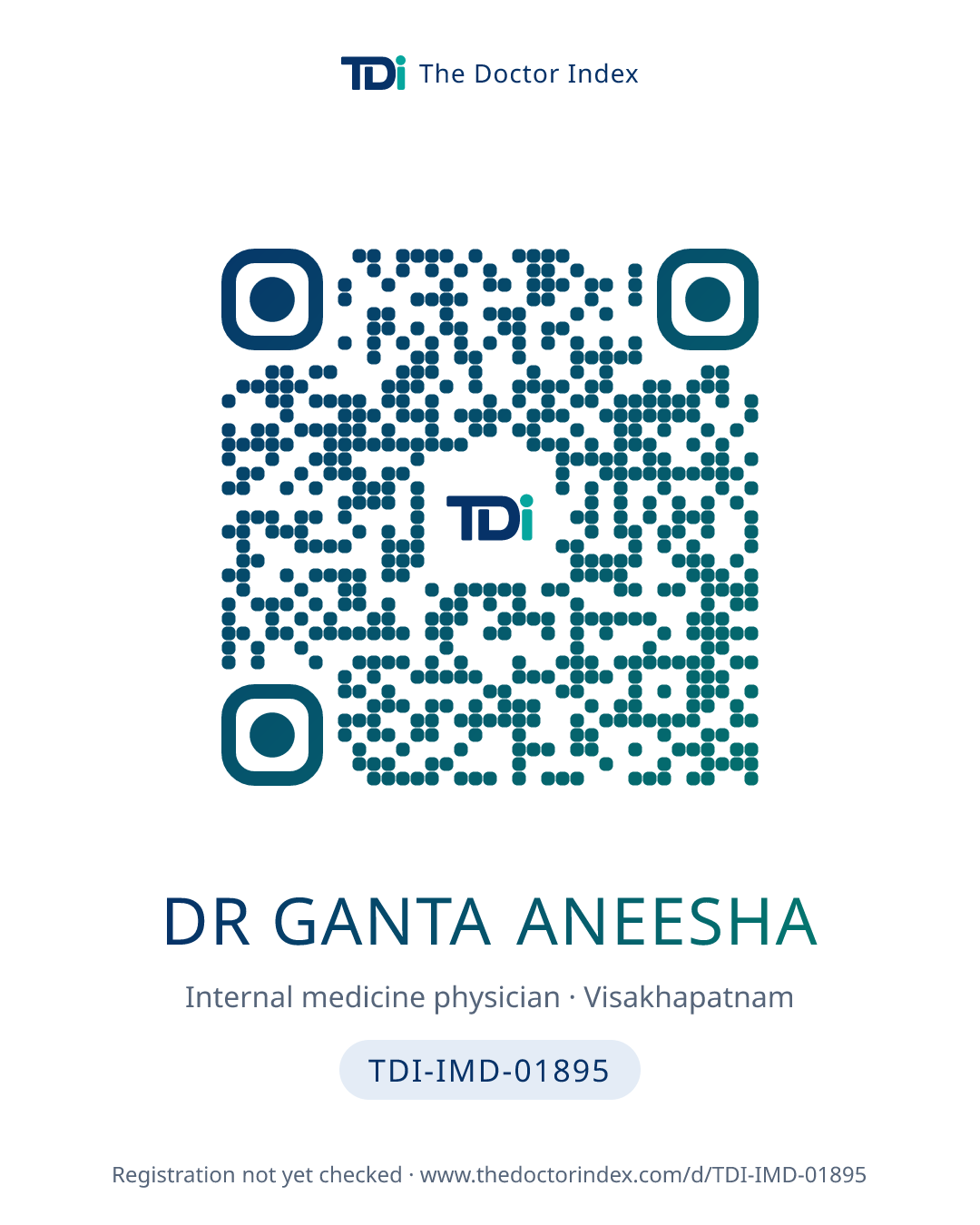 QR card for Dr Ganta Aneesha, TDI-IMD-01895