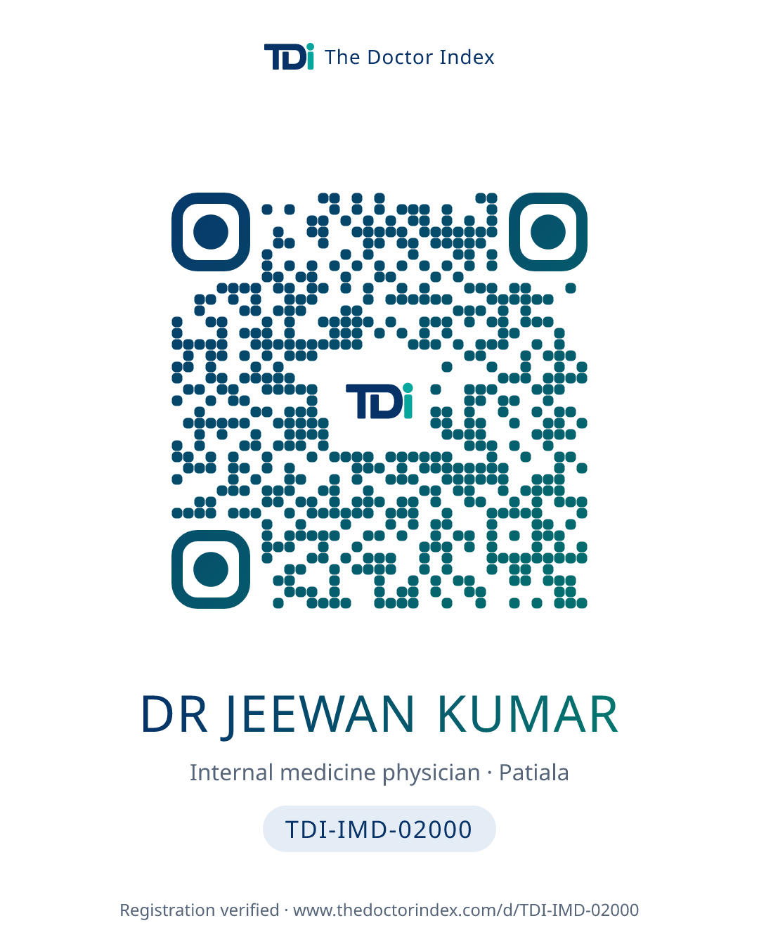 QR card for Dr Jeewan Kumar, TDI-IMD-02000