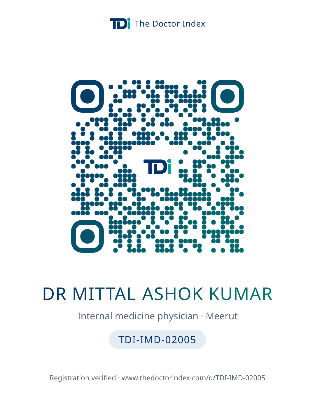 QR card for Dr Mittal Ashok Kumar, TDI-IMD-02005