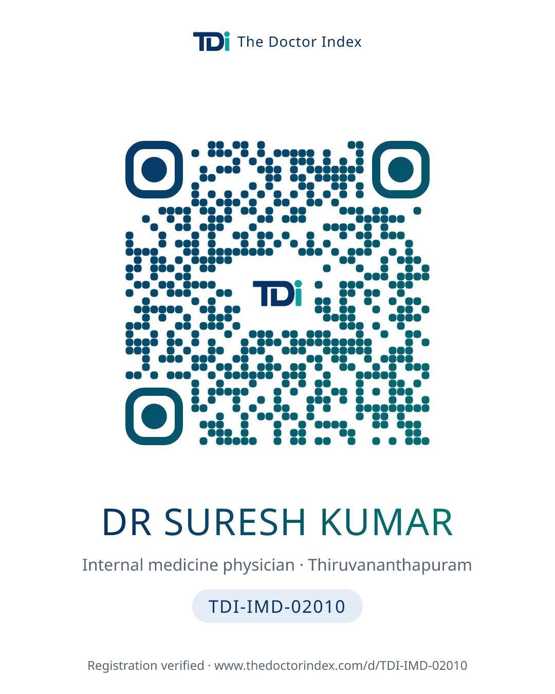 QR card for Dr Suresh Kumar, TDI-IMD-02010