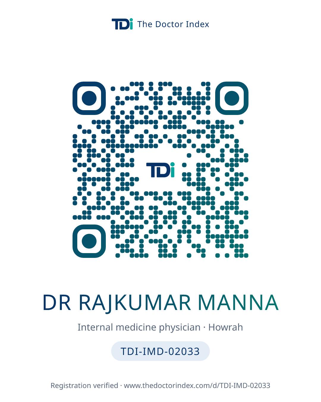 QR card for Dr Rajkumar Manna, TDI-IMD-02033