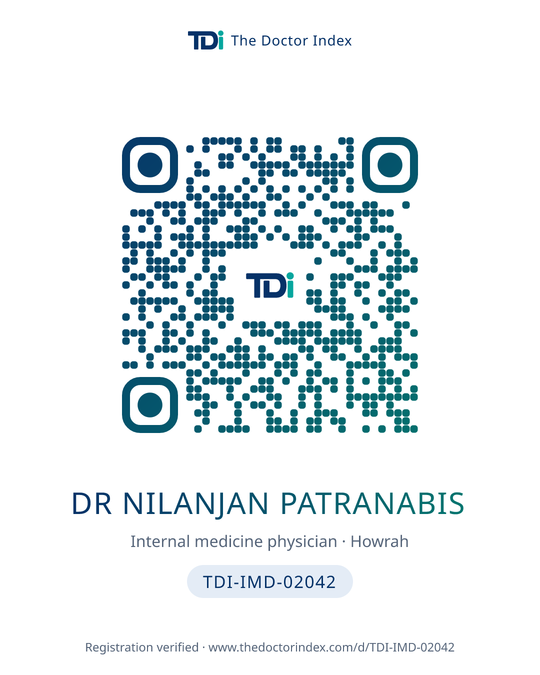 QR card for Dr Nilanjan Patranabis, TDI-IMD-02042