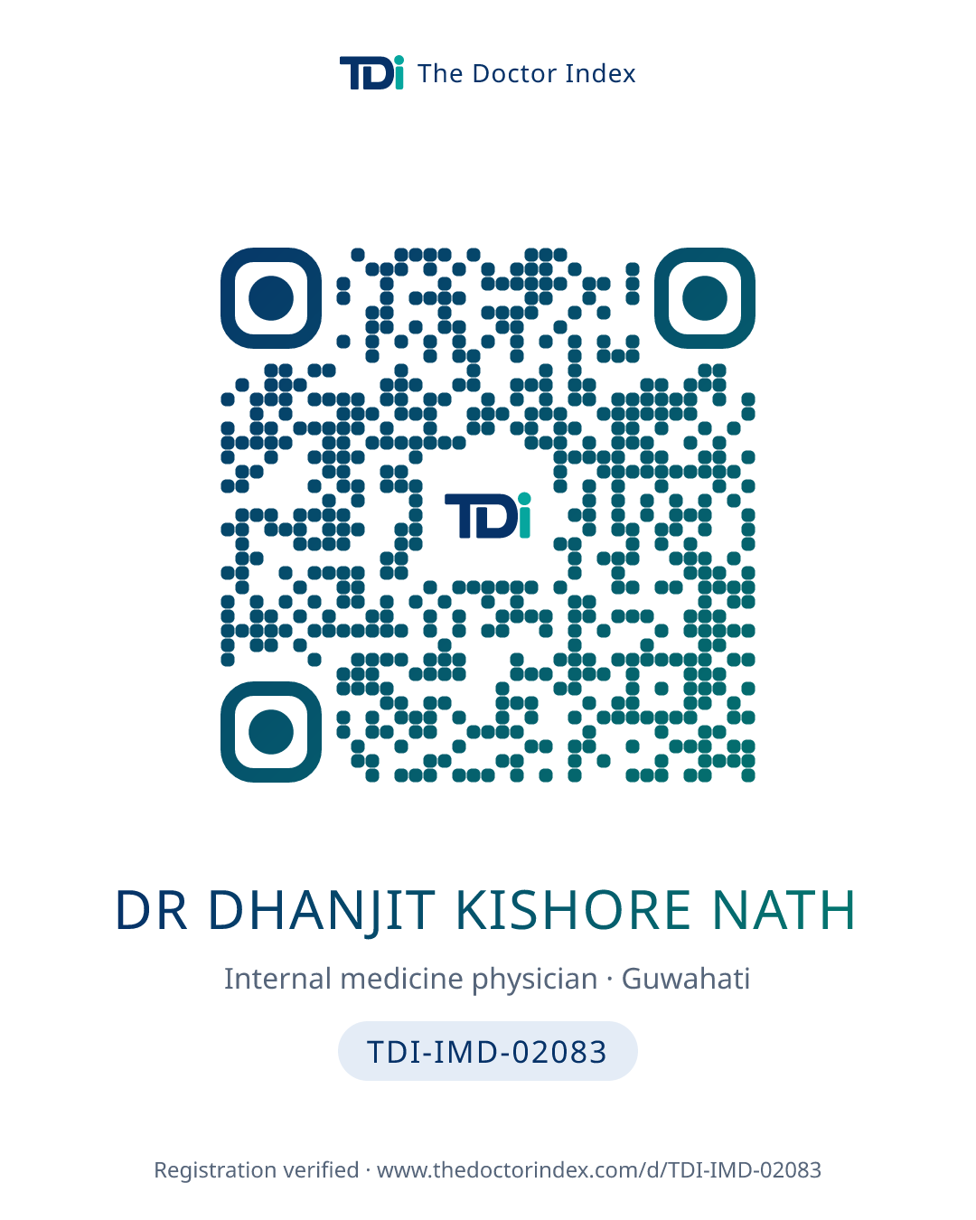 QR card for Dr Dhanjit Kishore Nath, TDI-IMD-02083