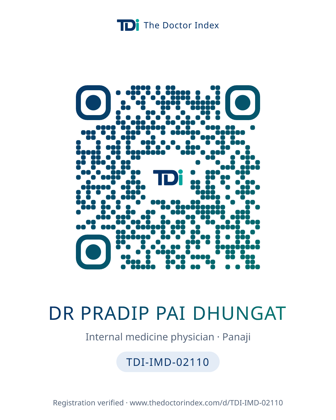 QR card for Dr Pradip Pai Dhungat, TDI-IMD-02110