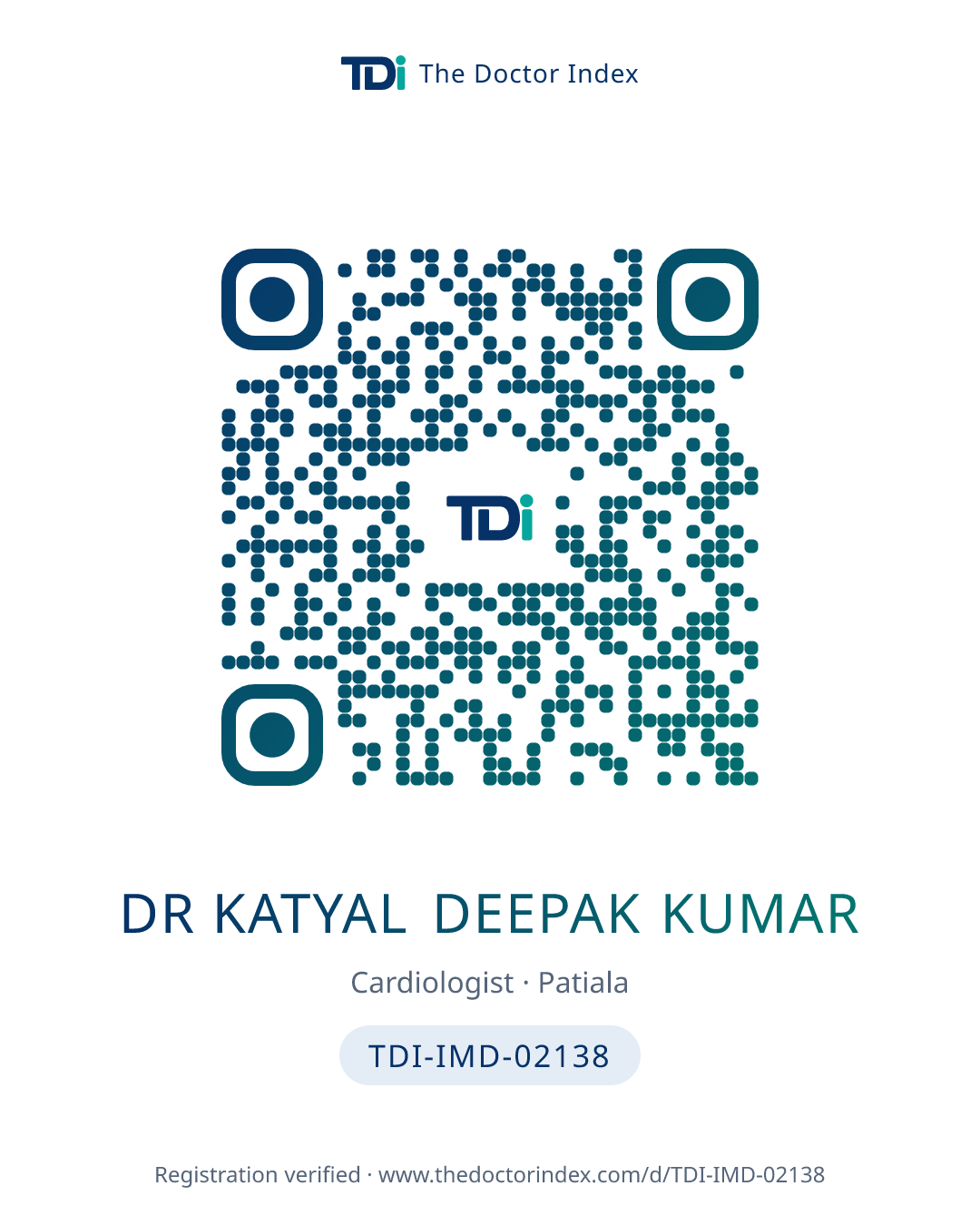 QR card for Dr Katyal Deepak Kumar, TDI-IMD-02138