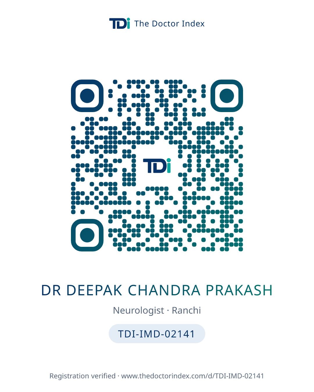 QR card for Dr Deepak Chandra Prakash, TDI-IMD-02141