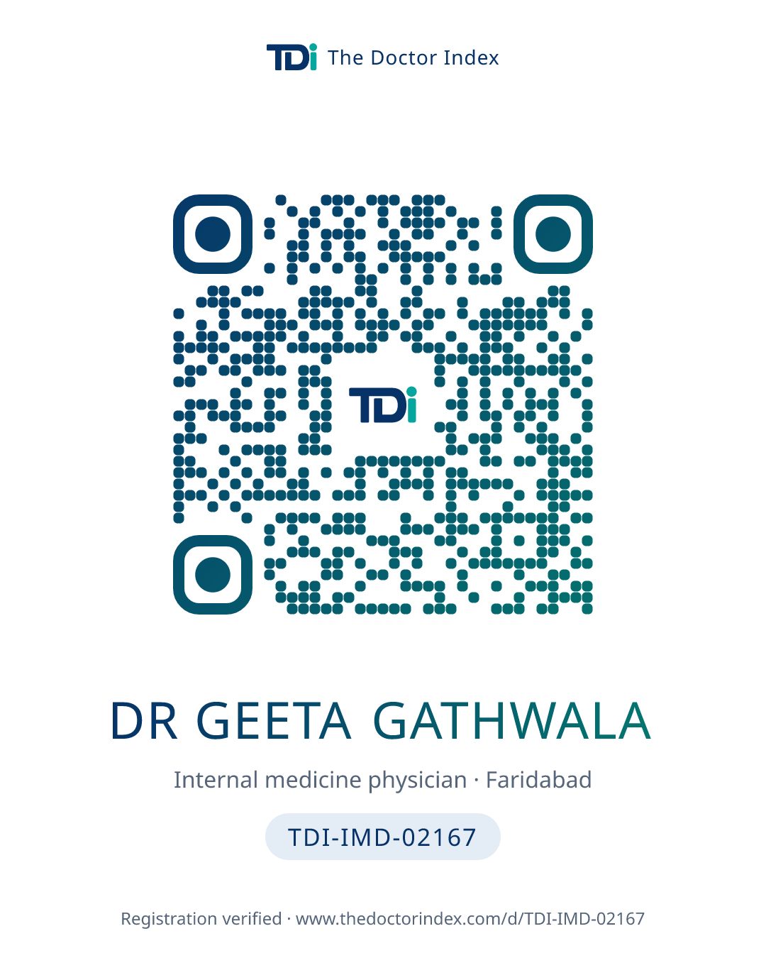 QR card for Dr Geeta Gathwala, TDI-IMD-02167