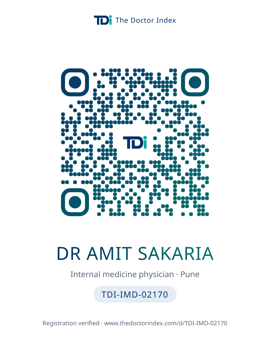 QR card for Dr Amit Sakaria, TDI-IMD-02170