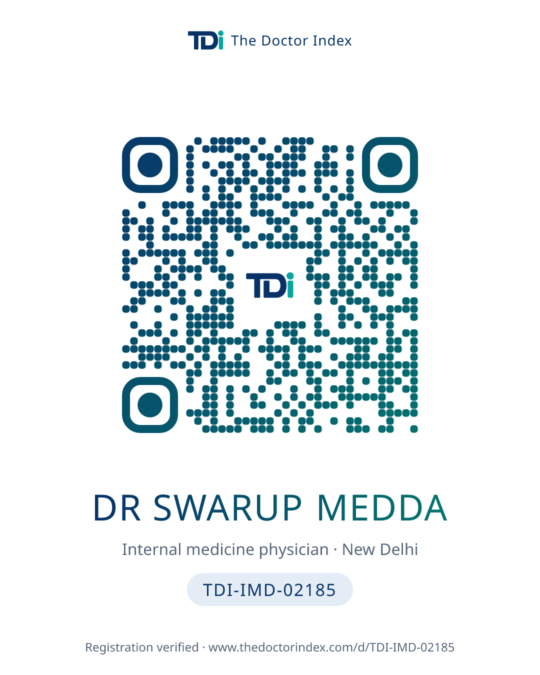 QR card for Dr Swarup Medda, TDI-IMD-02185