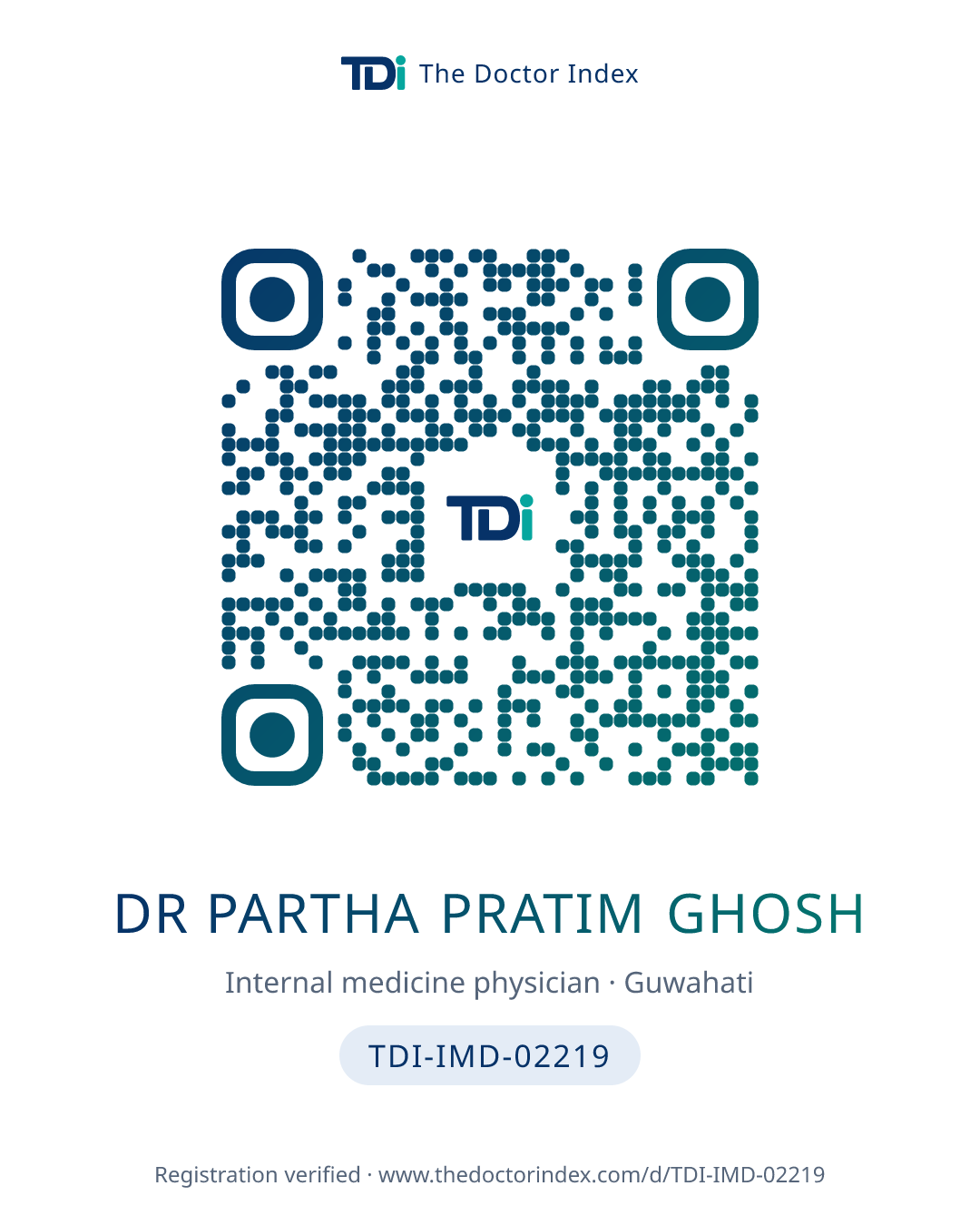 QR card for Dr Partha Pratim Ghosh, TDI-IMD-02219