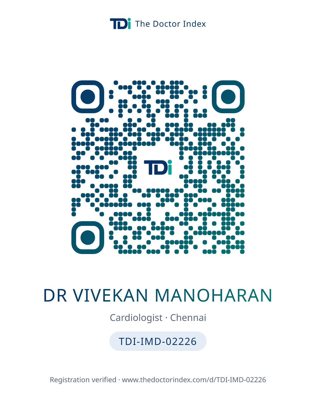 QR card for Dr Vivekan Manoharan, TDI-IMD-02226