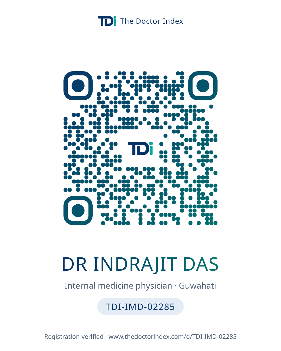 QR card for Dr Indrajit Das, TDI-IMD-02285