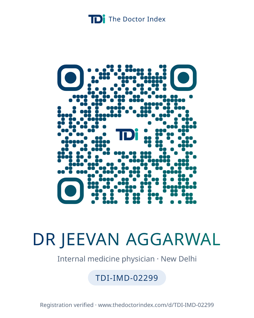 QR card for Dr Jeevan Aggarwal, TDI-IMD-02299