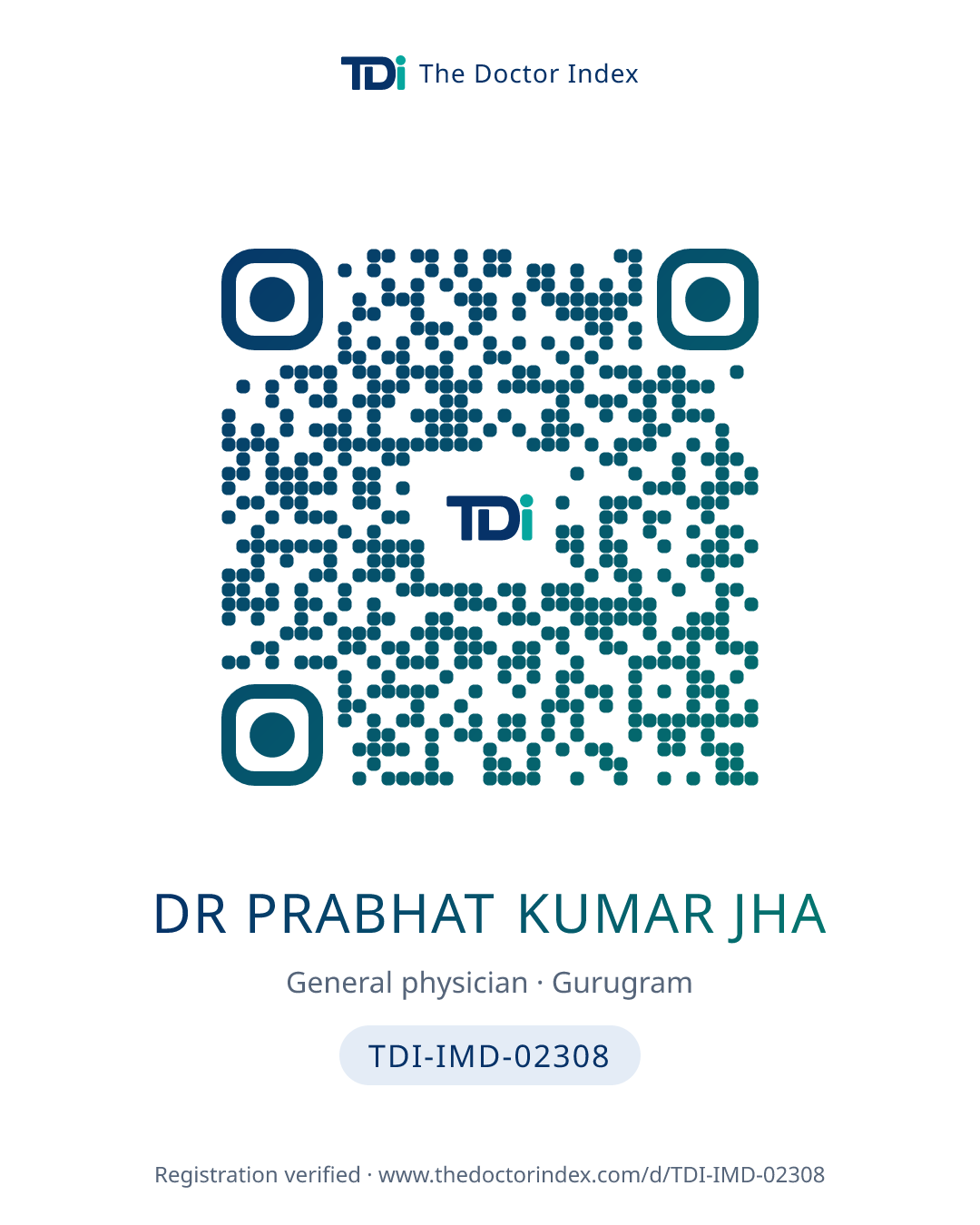 QR card for Dr Prabhat Kumar jha, TDI-IMD-02308