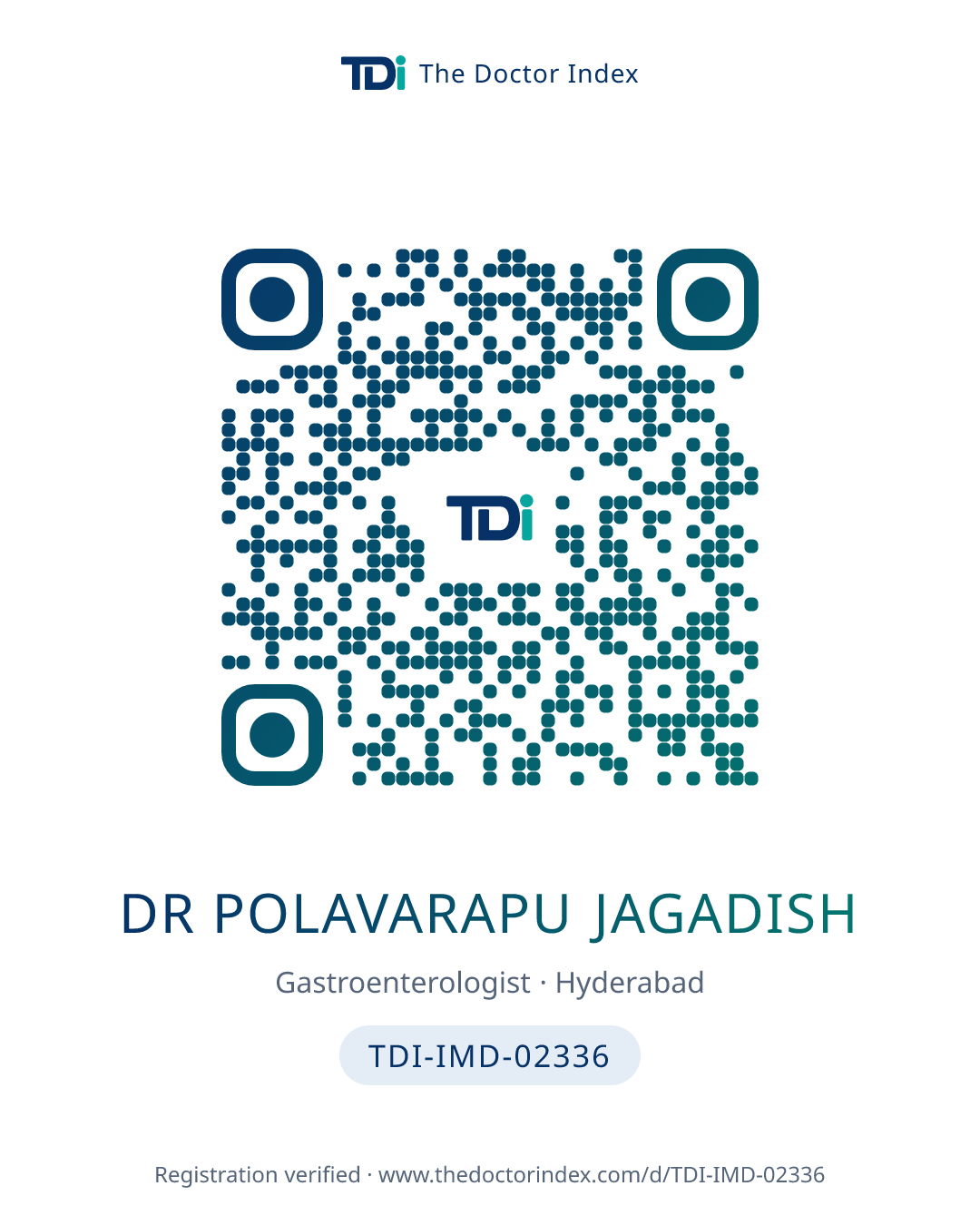 QR card for Dr Polavarapu Jagadish, TDI-IMD-02336