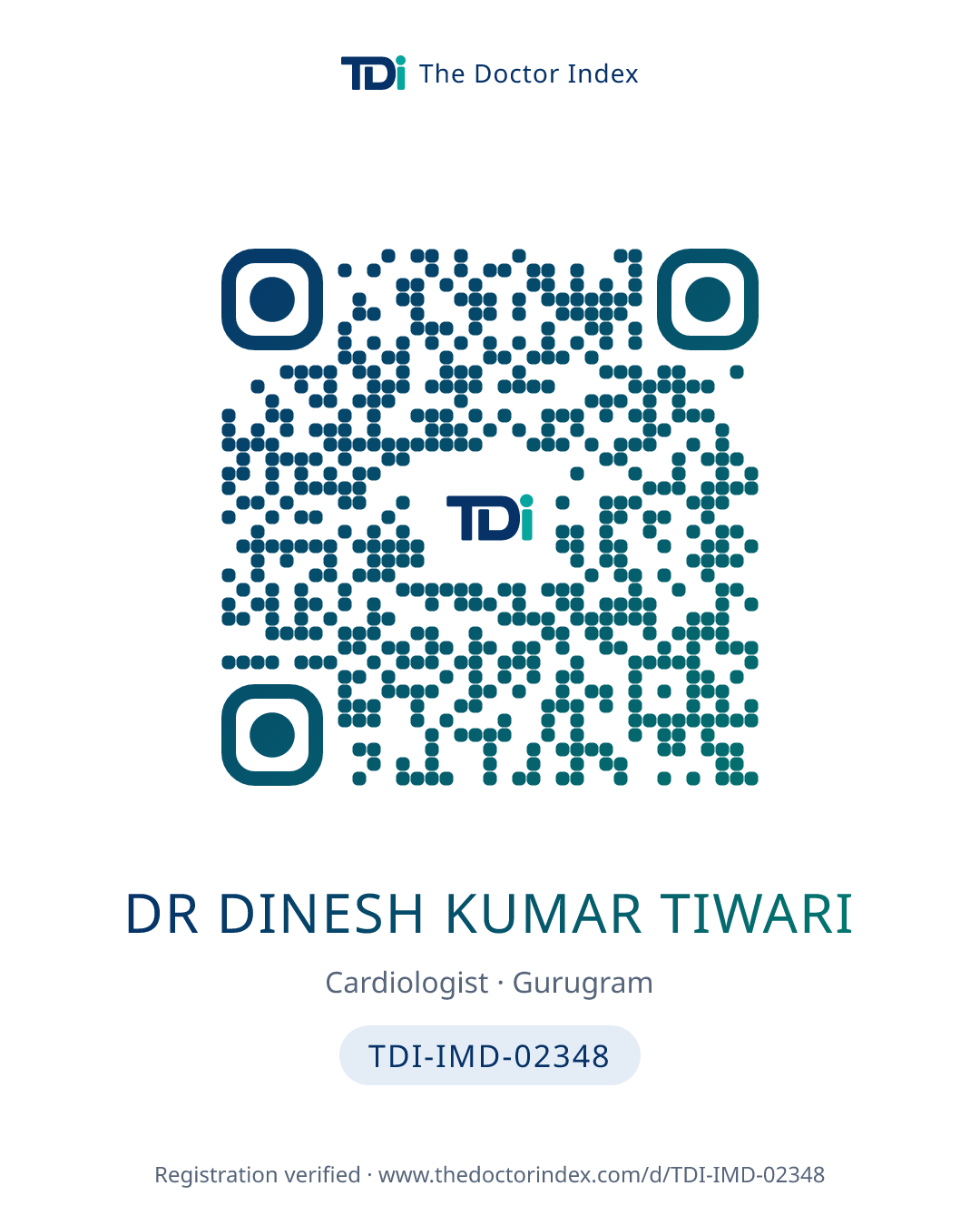 QR card for Dr Dinesh Kumar Tiwari, TDI-IMD-02348