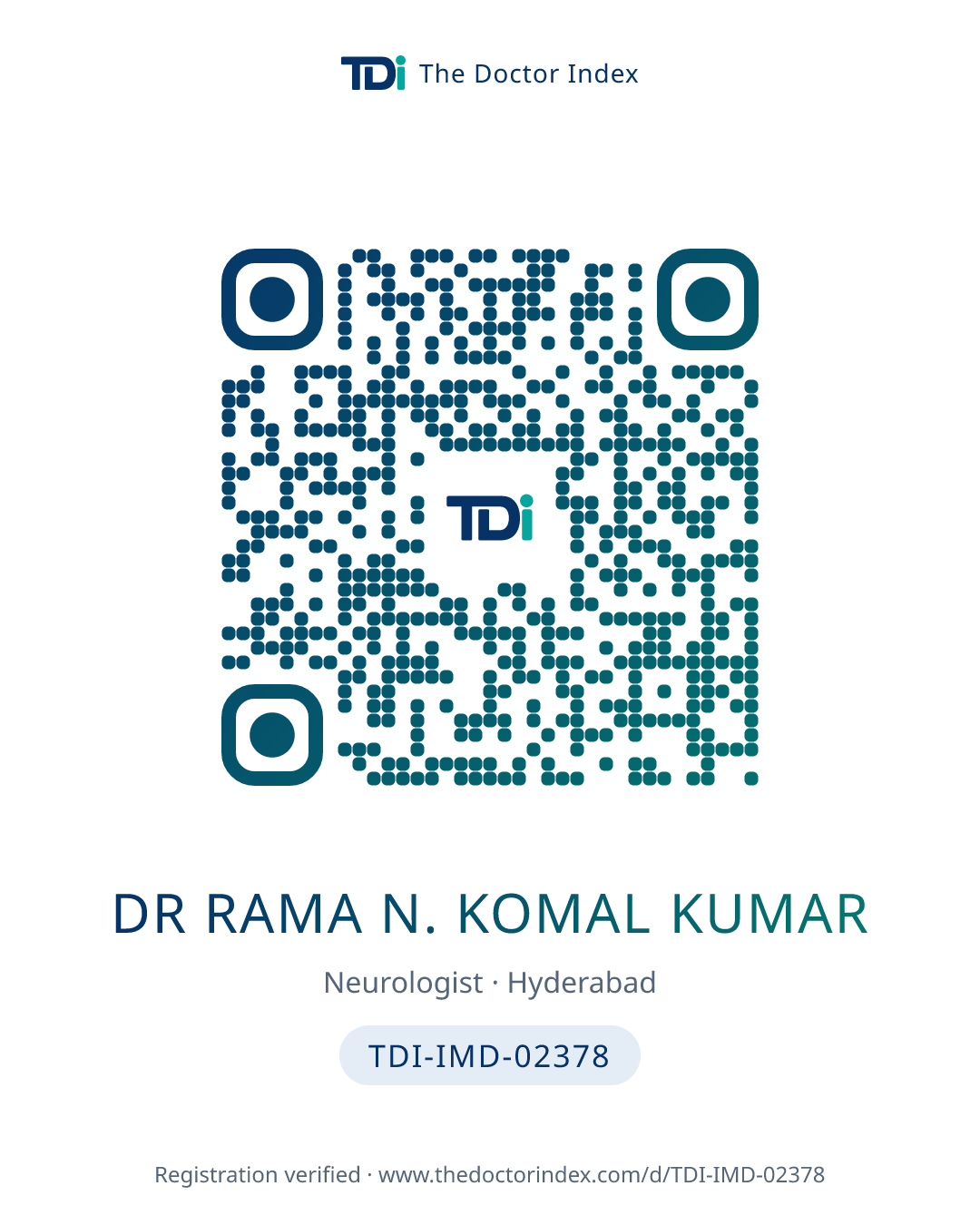QR card for Dr Rama N. Komal Kumar, TDI-IMD-02378