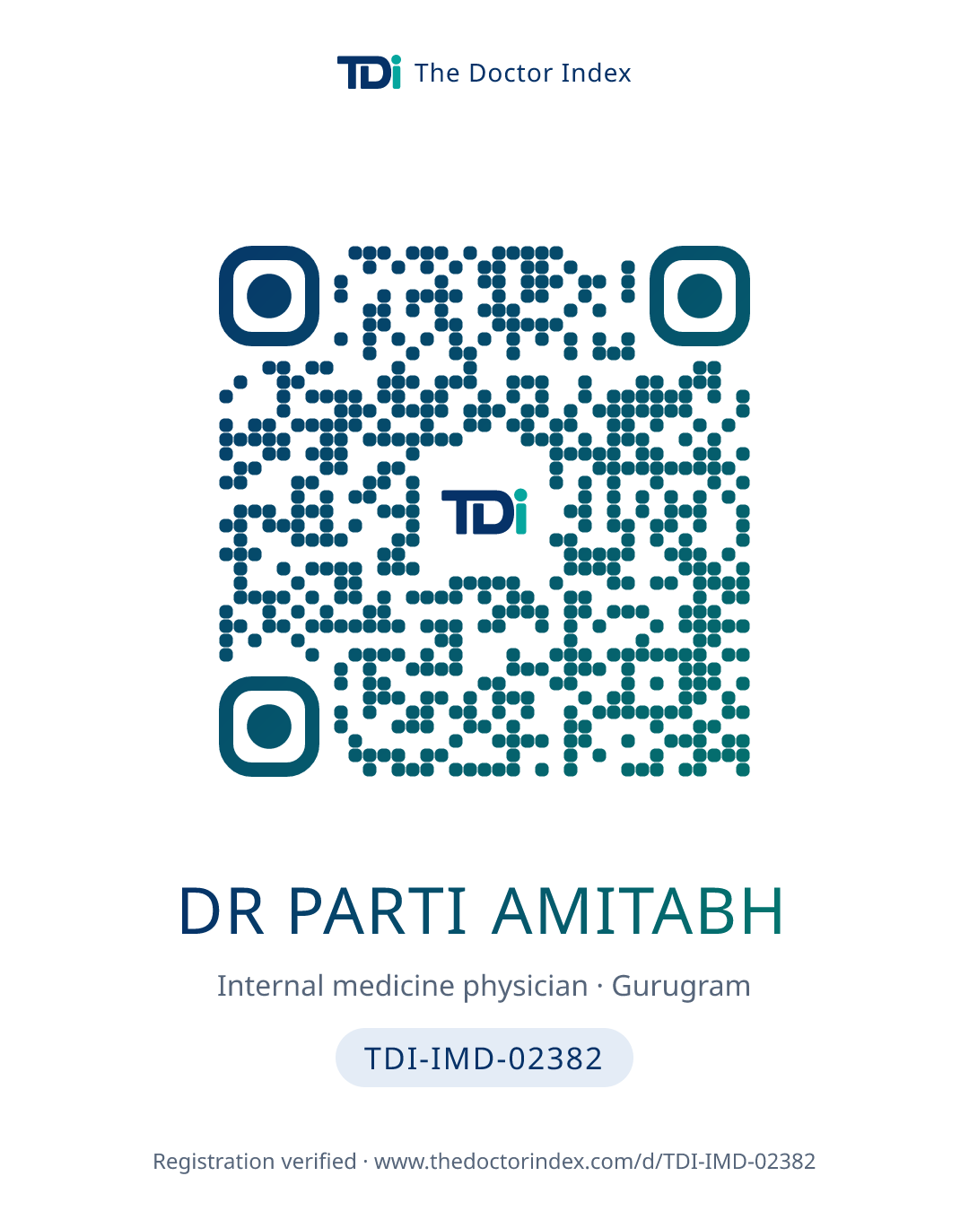 QR card for Dr Parti Amitabh, TDI-IMD-02382