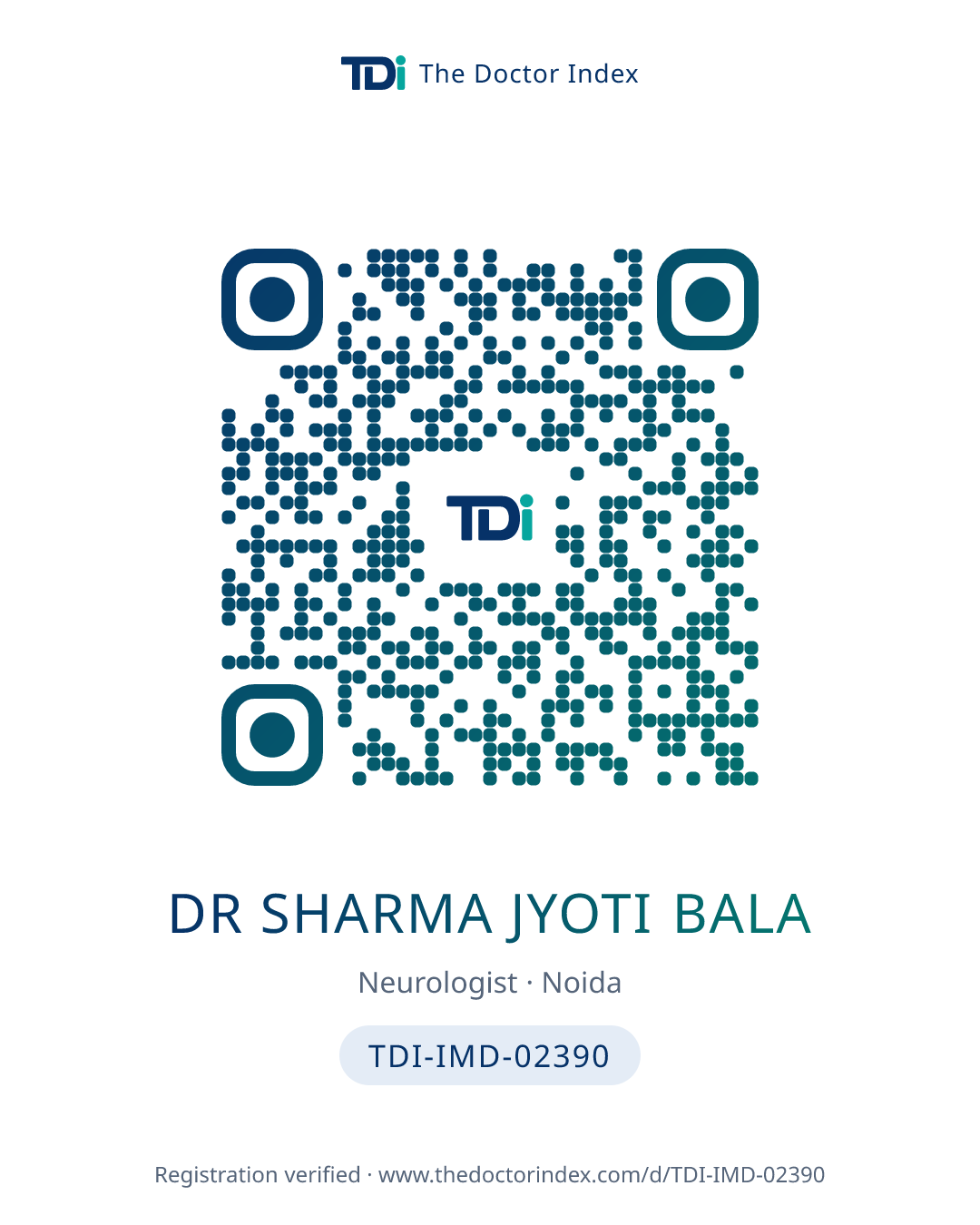 QR card for Dr Sharma Jyoti Bala, TDI-IMD-02390