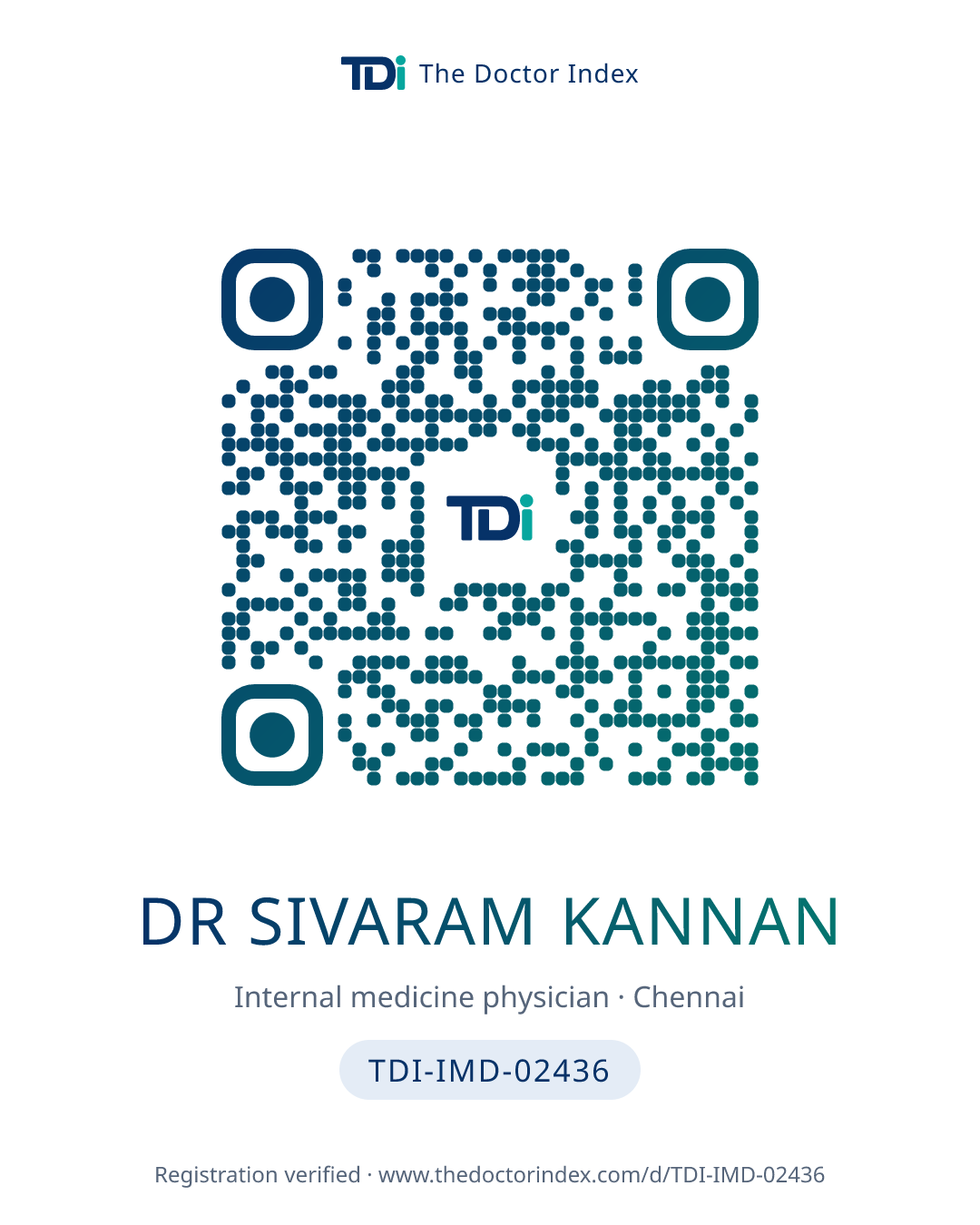QR card for Dr Sivaram Kannan, TDI-IMD-02436