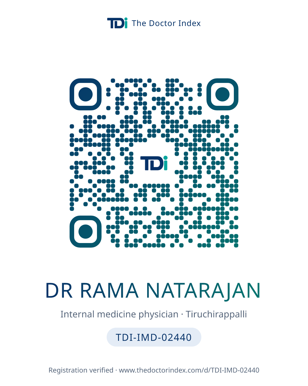QR card for Dr Rama Natarajan, TDI-IMD-02440