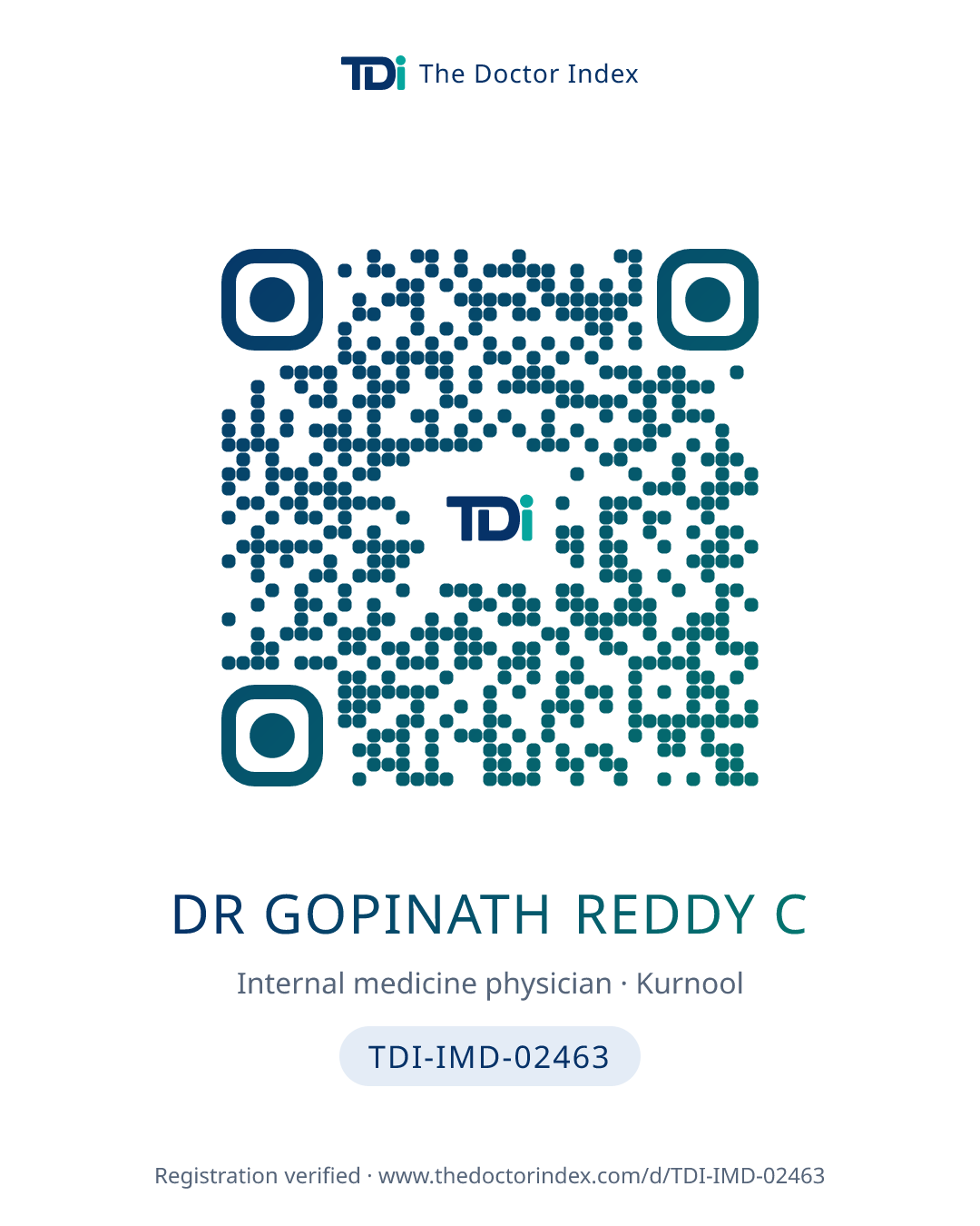 QR card for Dr Gopinath Reddy C, TDI-IMD-02463
