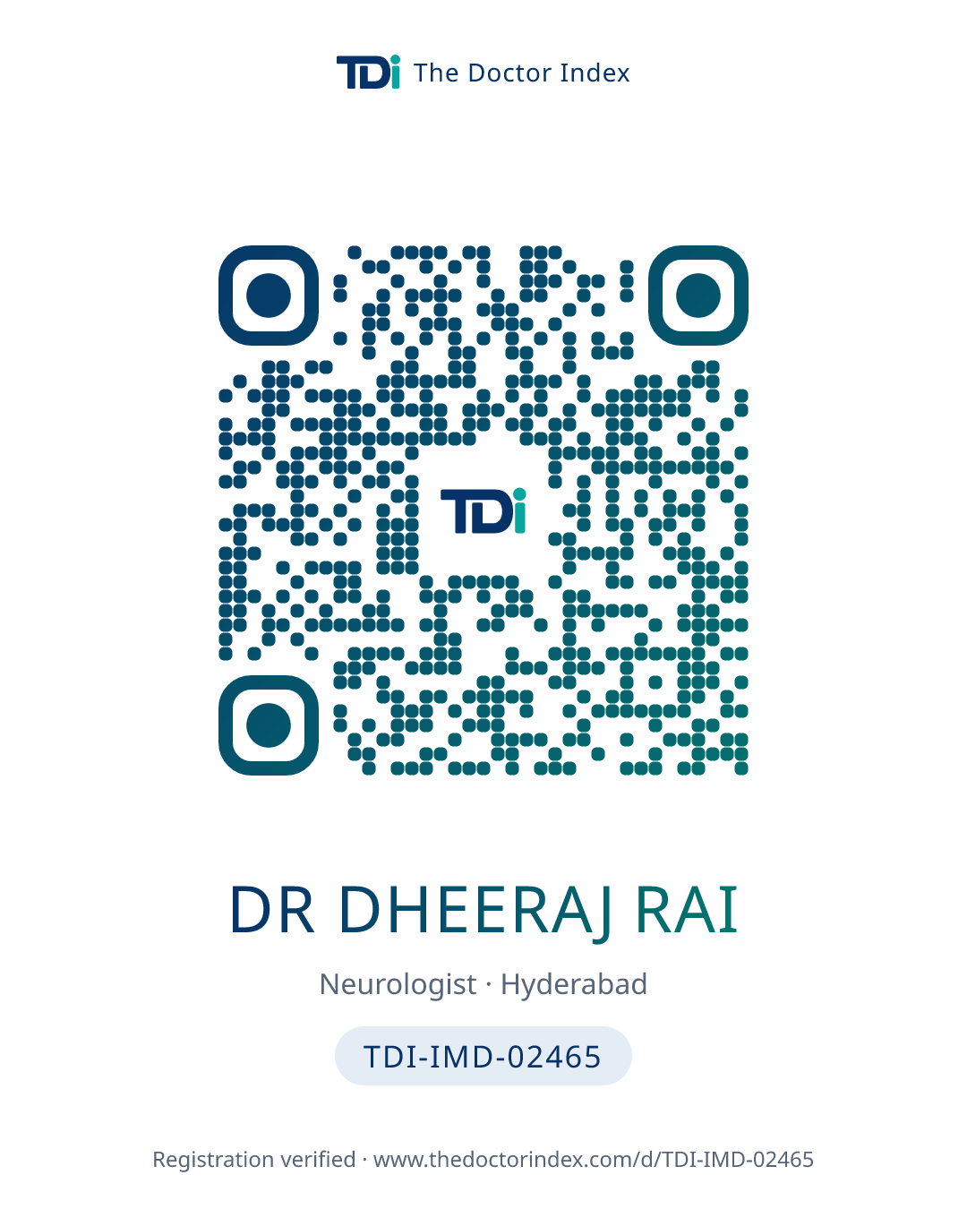 QR card for Dr Dheeraj Rai, TDI-IMD-02465