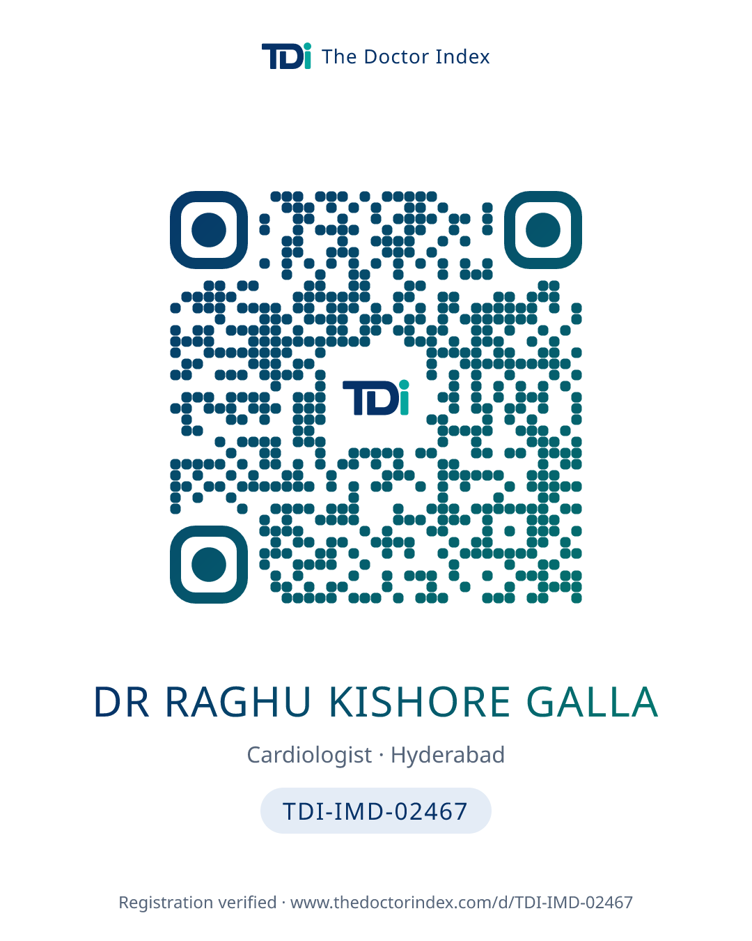 QR card for Dr Raghu Kishore Galla, TDI-IMD-02467