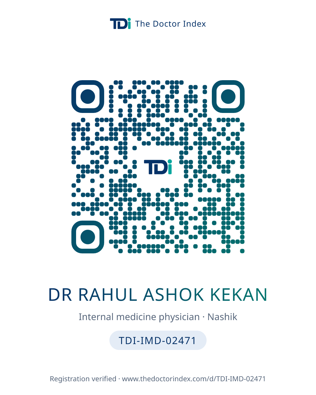 QR card for Dr Rahul Ashok Kekan, TDI-IMD-02471