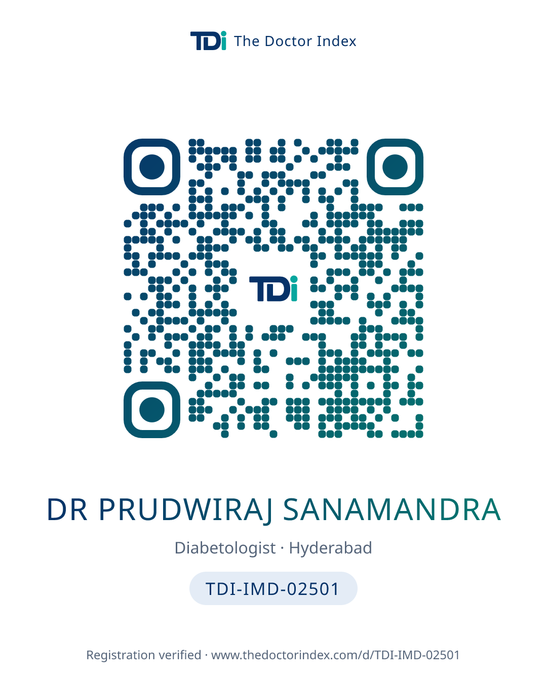 QR card for Dr Prudwiraj Sanamandra, TDI-IMD-02501