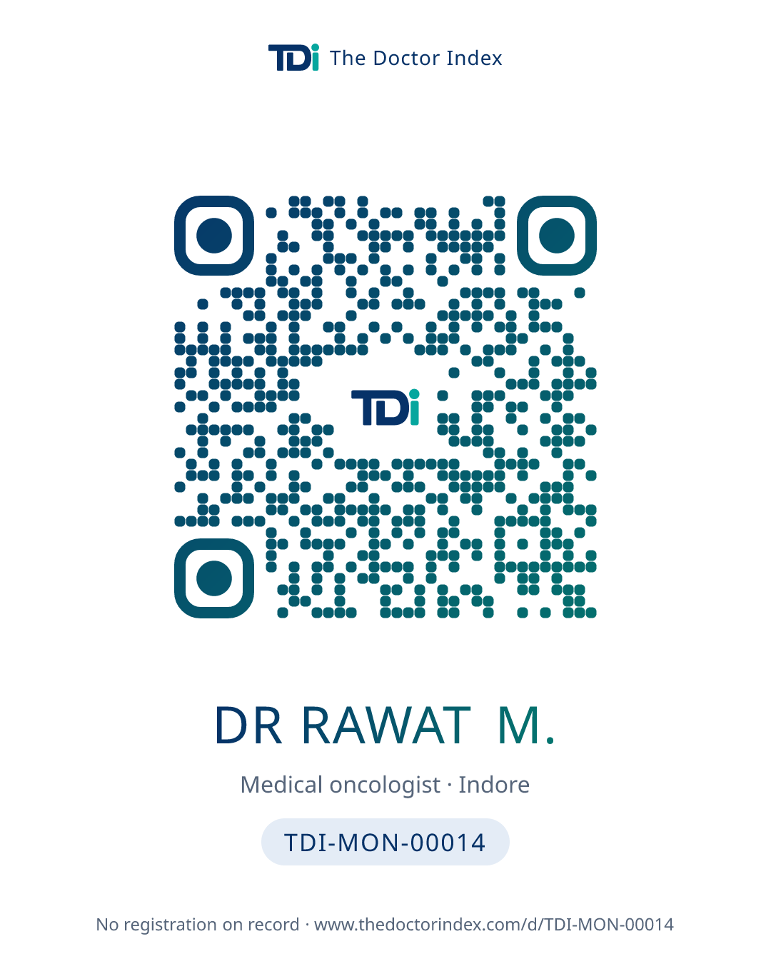 QR card for Dr Rawat M., TDI-MON-00014