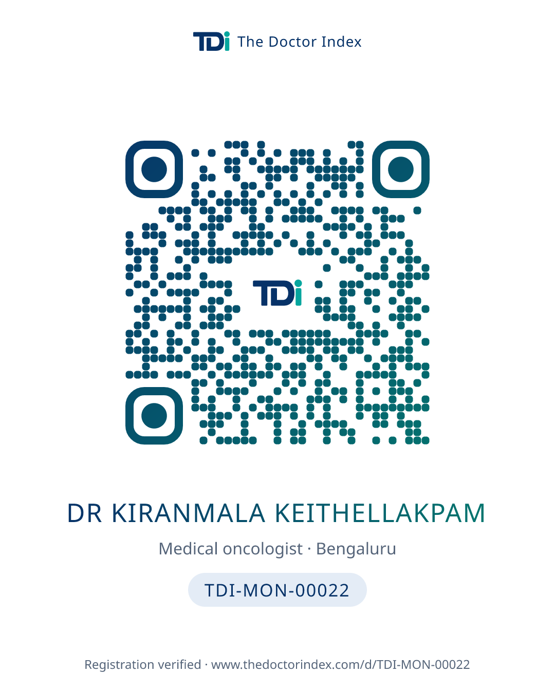 QR card for Dr Kiranmala Keithellakpam, TDI-MON-00022