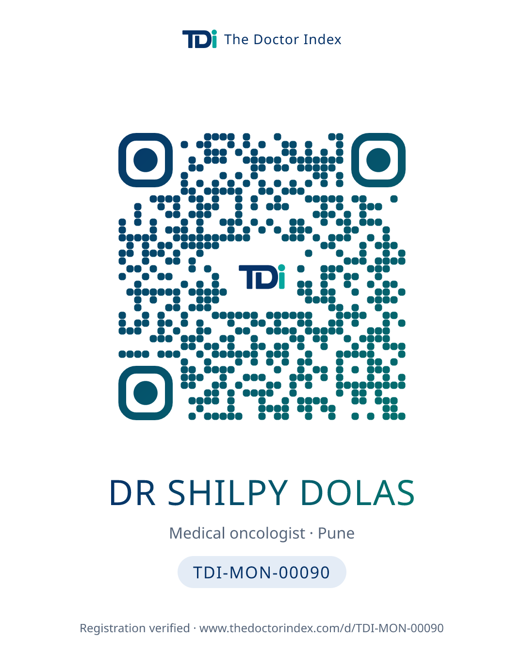 QR card for Dr Shilpy Dolas, TDI-MON-00090