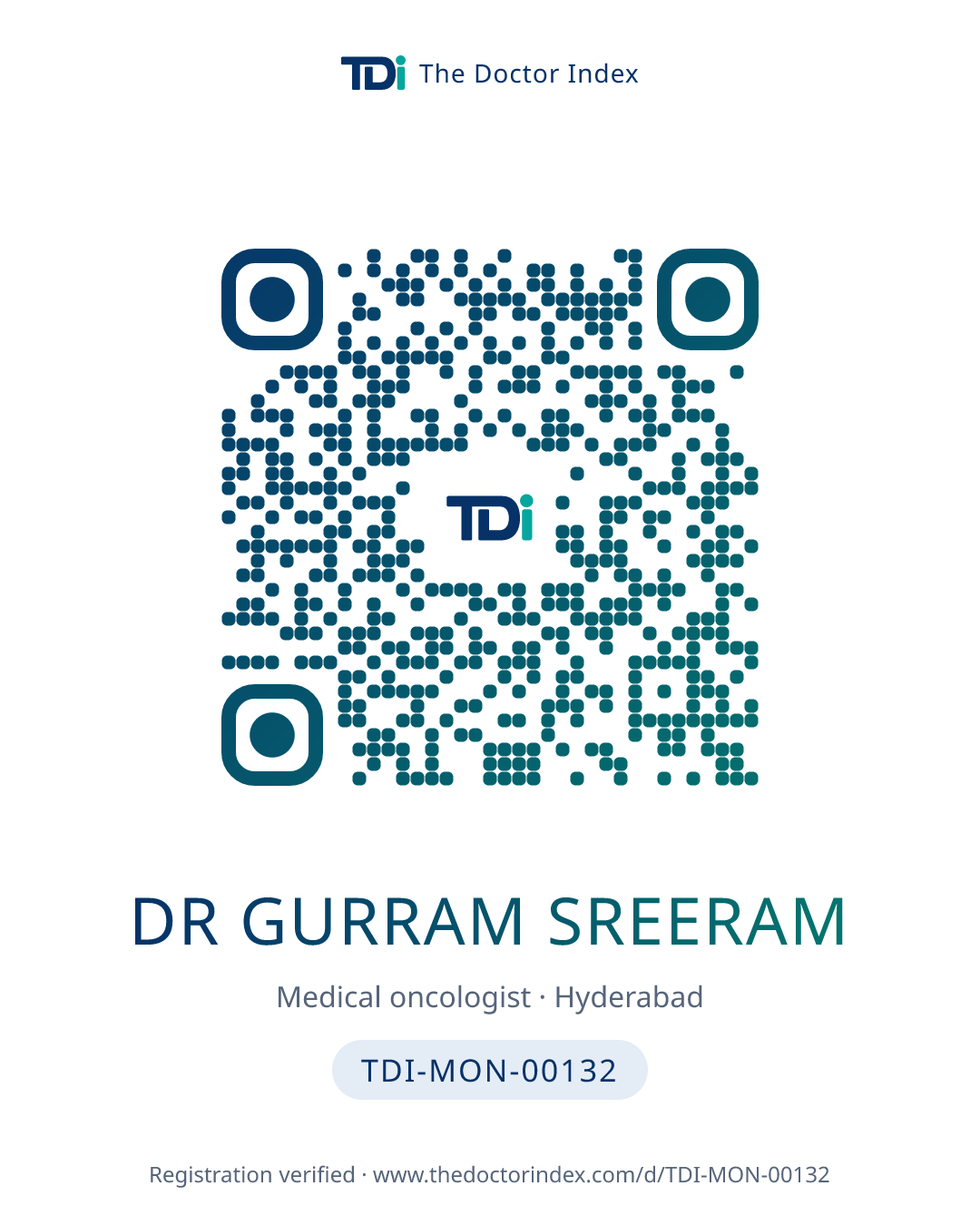 QR card for Dr Gurram Sreeram, TDI-MON-00132