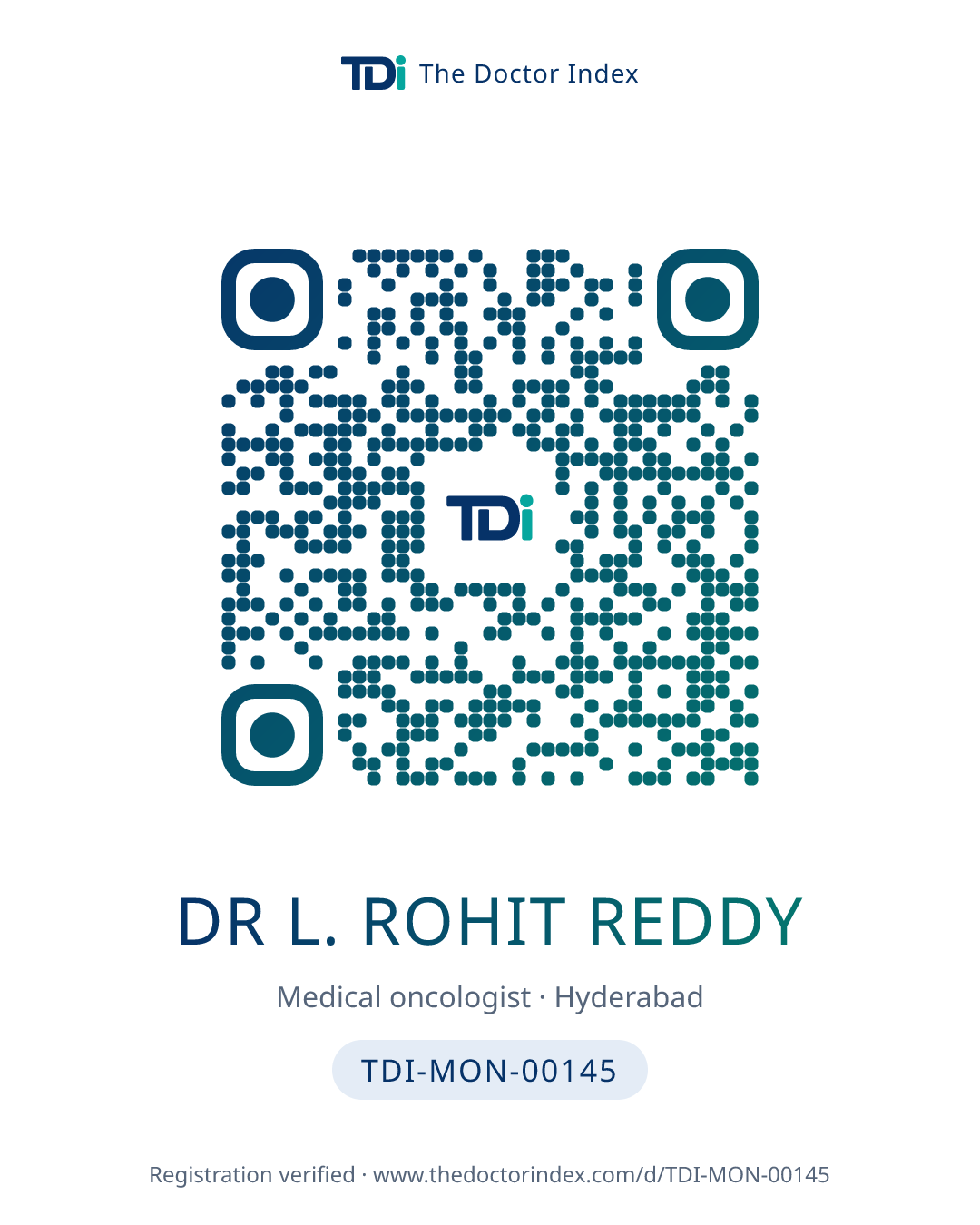 QR card for Dr L. Rohit Reddy, TDI-MON-00145
