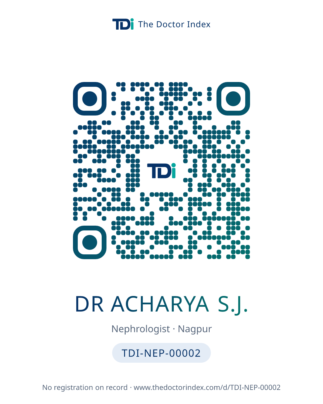 QR card for Dr Acharya S.J., TDI-NEP-00002