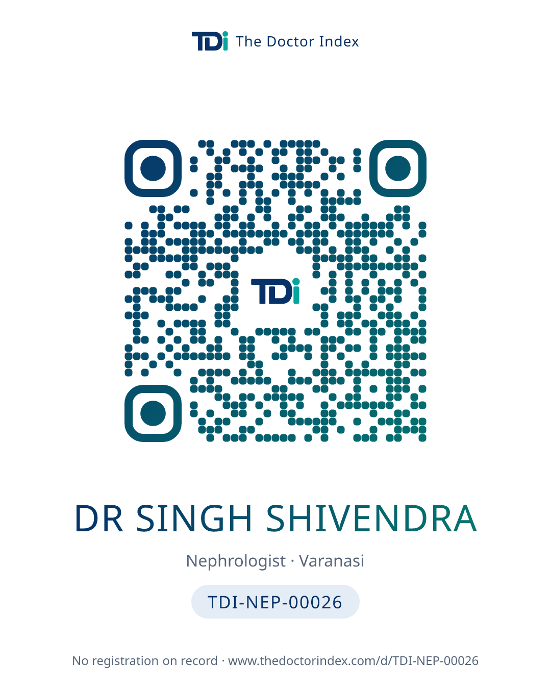 QR card for Dr Singh Shivendra, TDI-NEP-00026