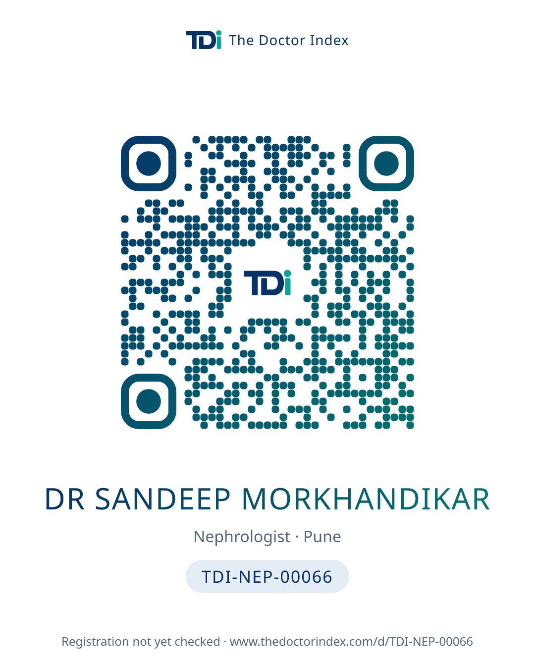 QR card for Dr Sandeep Morkhandikar, TDI-NEP-00066
