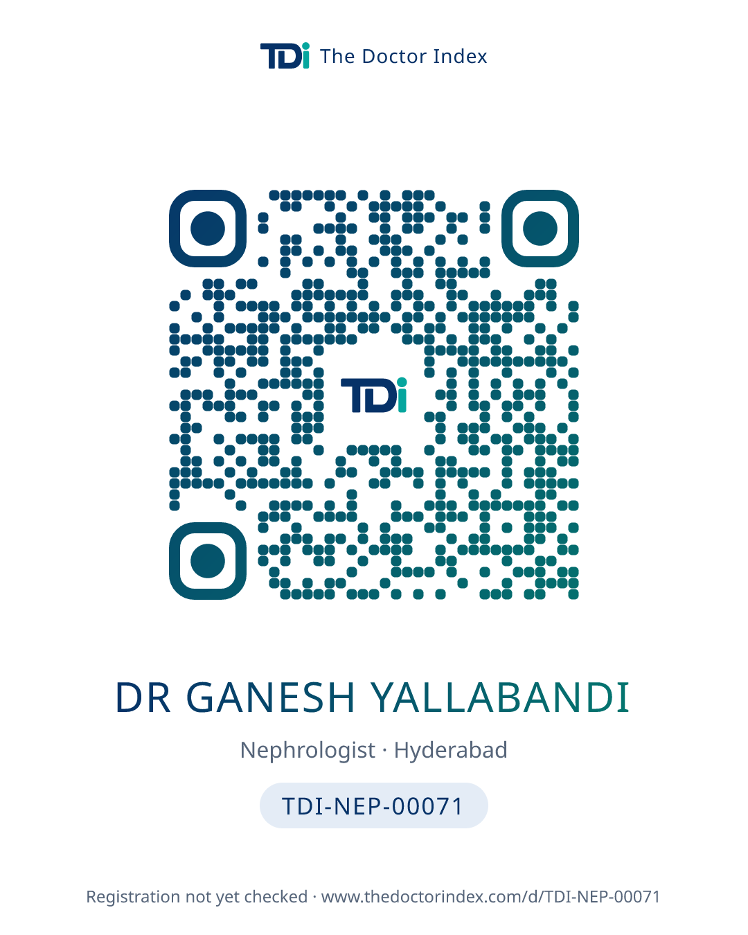 QR card for Dr Ganesh Yallabandi, TDI-NEP-00071